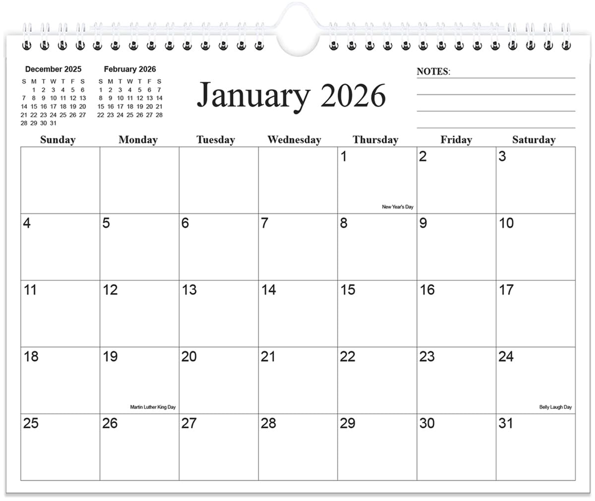 Photo 1 of 2026 Calendar - 18 Months Calendar 2026 from January 2026 to June 2027, Wall Calendar 2026 with Thick Paper for Home/Office/School, 8.5" x 11", Black