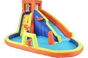 Banzai Battle Blast Adventure Park with Water Cannons, Waterslide, and Basketball Hoop