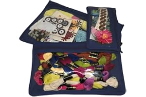 Yazzii Craft Notions Pouch Set (3PC) - Portable & Multipurpose - Sewing Supplies Organizer for Thread Spools, Needles, Beads, Embroidery Floss, Fabric Pieces & More!