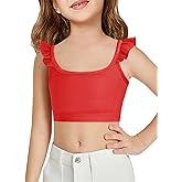 Haloumoning Girls Training Bra Kids Cute Ruffle Sports Bra Workout Yoga Bra Comfort Dance Crop Top