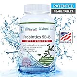 Vitruvian Natural Lab Probiotics Supplement - Slow Release - Easy To Swallow Pearl Shaped Pills - 5 Billion CFU Probiotic Per Pill - 60 Day Supply - 15x More Effective - Patent Delivery