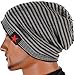 Men Reversible Slouchy Beanie Hat Unisex Skull Hat (Black)