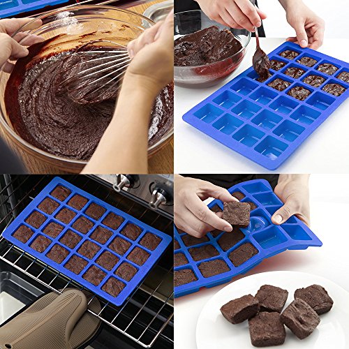 Silicone Mini Mold Pan, niceEshop(TM) Eco-friendly Non-Stick DIY Baking Mold for Brownie / Cake / Bread / Chocolate, 6 - Cavity, Blue