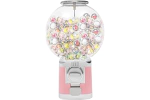 DDYOOK Vending Machine, 1 Dollar Coin Large Capacity Candy Gumball Machine, 500 Pieces 1.26in Candy Capsule Toy Vending Machines Coin Piggy Banks w/Key for Retail Stores, Amusement Parks (Pink)