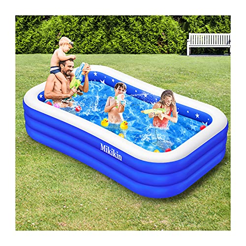 Plastic Kiddie Pool, 96"X56"X22" Inflatable Kids Pool, FullSized Family Pool, Rectangular Kid