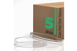 VABIOOTH 100mm 5 Pcs Thick Glass Petri Dish with Lid, 100mm Dia x 20mm Deep High Borosilicate Glass Petri Dishes Bacterial Culture Dishes for Lab Science Experiment