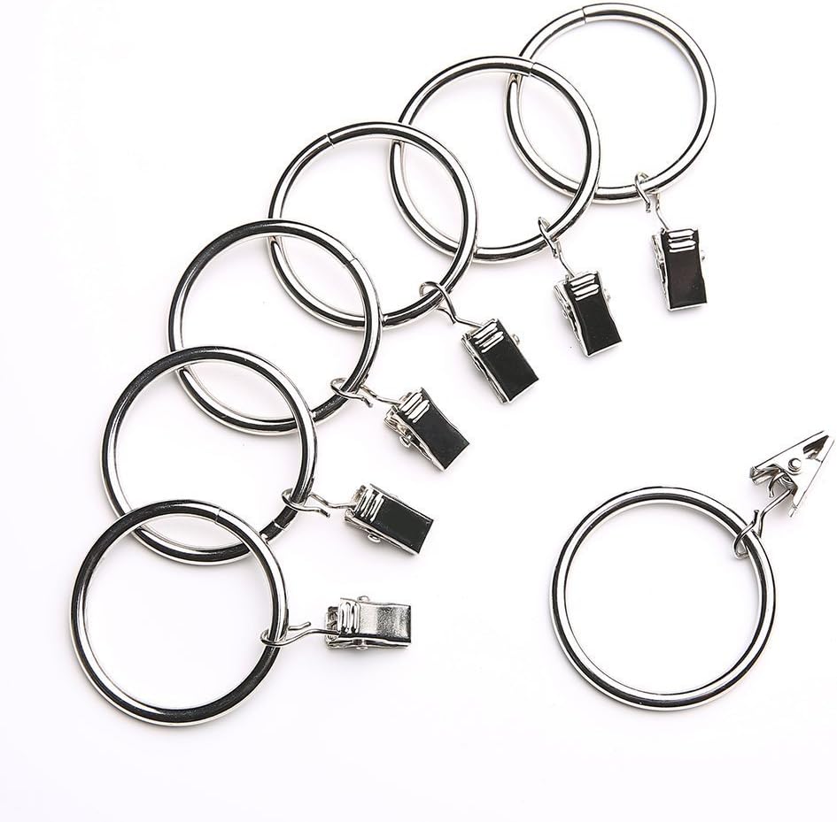 Wefond Pack of 20 Stainless Steel Curtain Clip Ring Rustproof Drapery Rings with Hook, 1.5