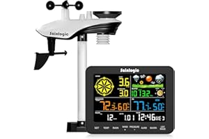 Sainlogic Weather Stations Wireless Indoor Outdoor SA6, Weather Station with Rain Gauge and Wind Speed, Weather Forecast, Temperature, Air Pressure, Humidity, Moon Phase, Alarm Clock(No WiFi)