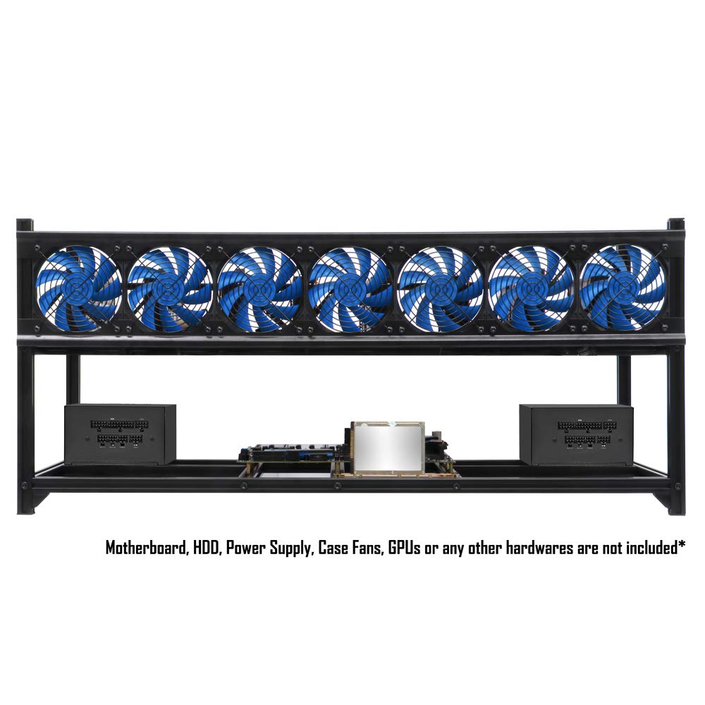 Kingwin 8 GPU Miner Rig Case Frame – Premium Stackable Aluminum Mining Rig Enclosure for Efficient Crypto Mining, Test Bench PC Case.