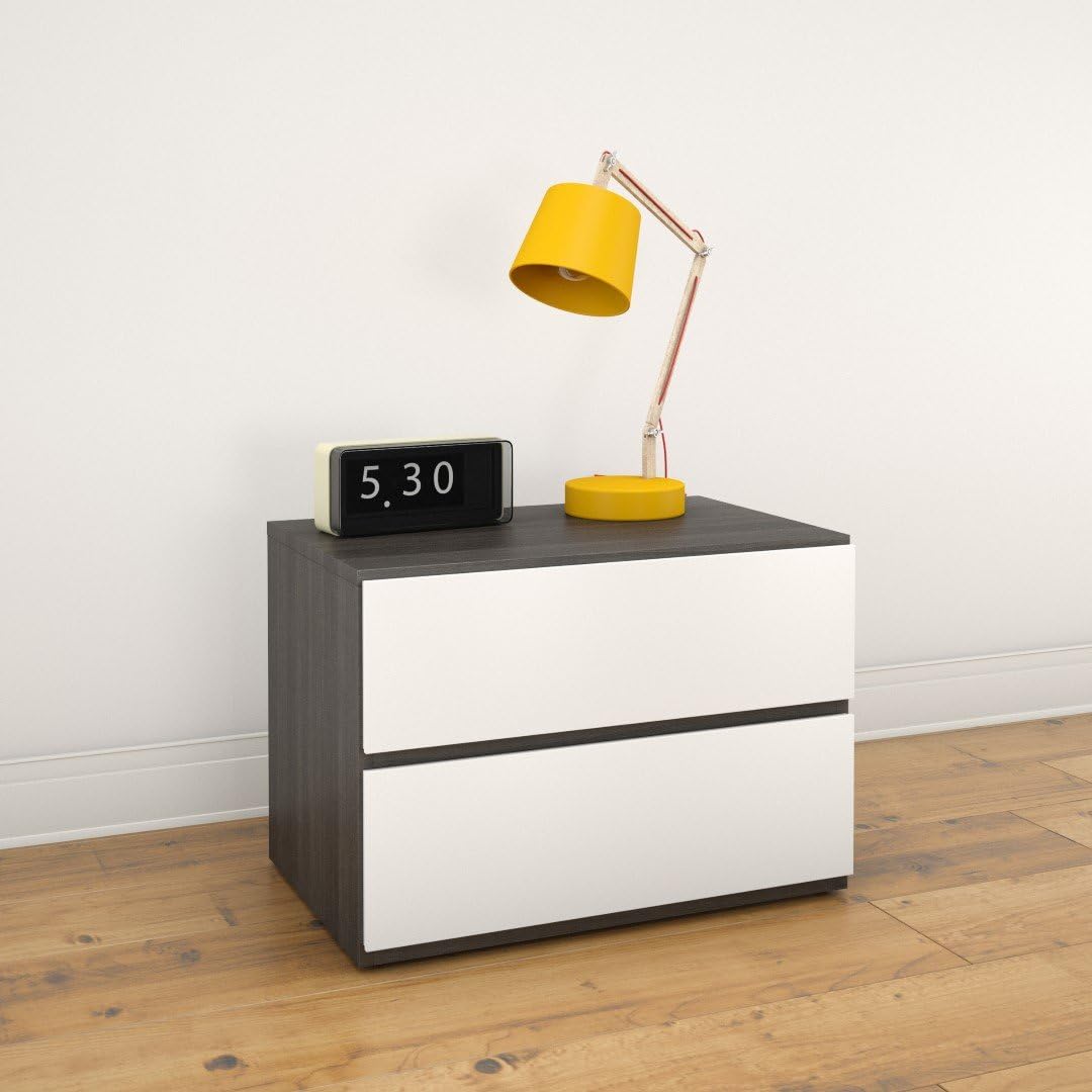 Nexera Night Stand, Ebony and White