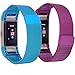 Lwsengme Metal Bands for Fitbit Charge 2,Charge2 Tracker Replacement. Magnet Strap Lock Large Small (Milanese-Blue+Purple, 5.5