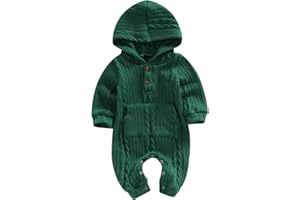 MA&BABY Infant Boys Girls Knit Sweater Romper Baby Toddlers Long Sleeve Hooded Button Up Winter Outfits with Pocket