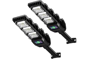 FLOCOVERS Solar Lights Outdoor Waterproof 6500K 40000LM Street Lights for Outside Dusk to Dawn Solar Flood Light Motion Sensor and Remote Control for Area Lighting Yard(2 Pack)