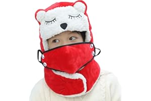 HOLIBERTY Cute Kids Winter Hat Baby Boy Girl Windproof Ski Mask Balaclava Trapper Cap Fur Fleece Warm Earflap Beanie Snow Hat