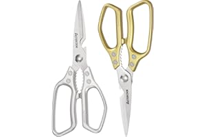 Astercook Kitchen Scissors for Food, 2 Pack Kitchen Shears Heavy Duty with Metal Handle, Dishwasher Safe Kitchen Scissors All Purpose for Poultry, Herbs, Vegetables, Durable and Ergonomic Design