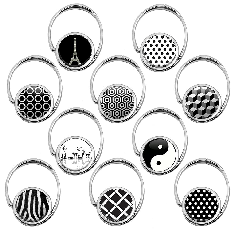 MISS KHA Lot of 10 foldable pouches Black and White (10 pieces)