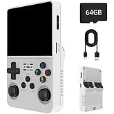 R36HD Retro Handheld Game Console-Linux System,3.5”IPS Screen Retro Gaming Console,Built-in 64GB Memory Retro Game Console,3500mAh Battery,Portable Video Gaming Console -White
