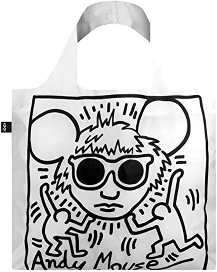 LOQI KEITH HARING Andy Mouse Bag Travel Tote White, 50