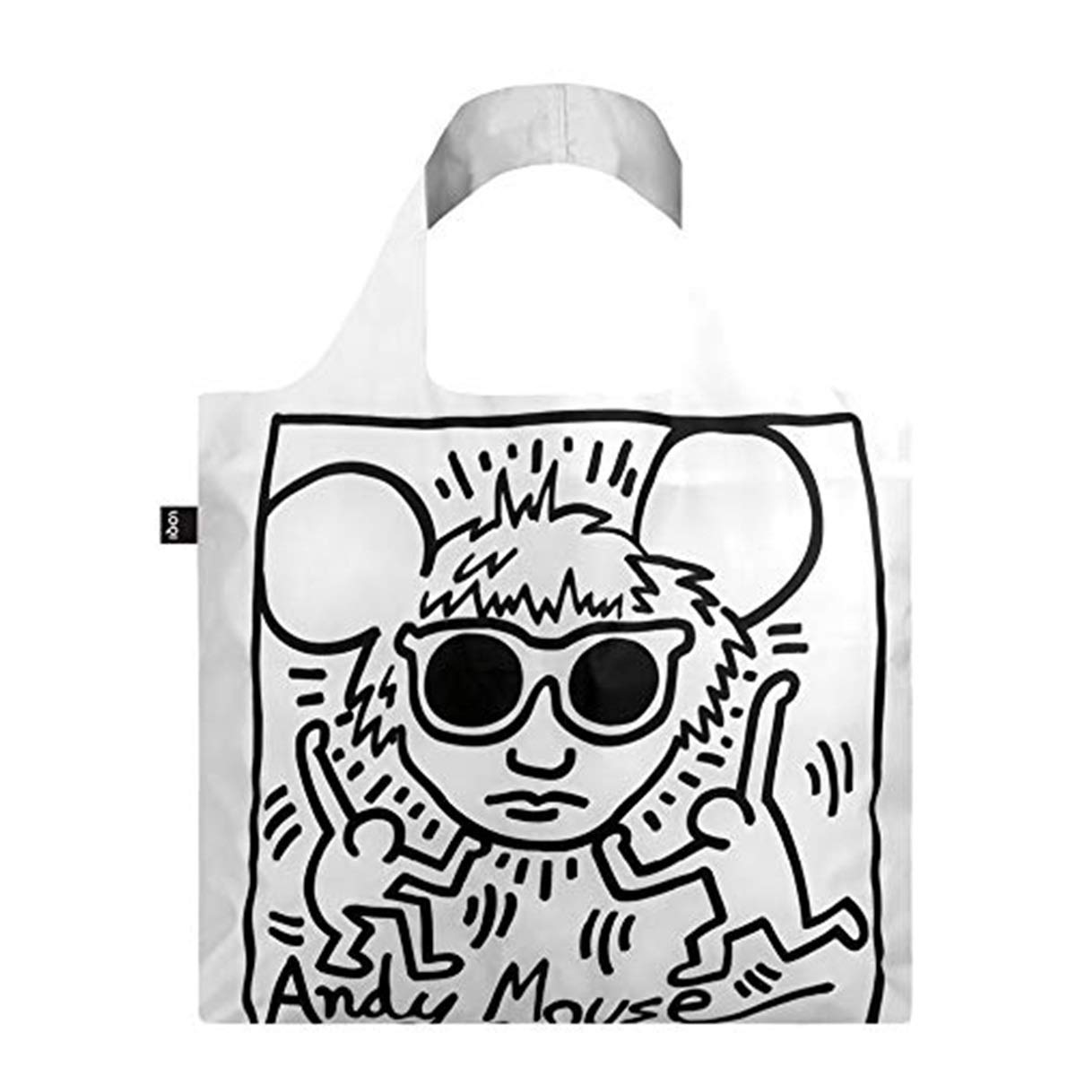 LOQI KEITH HARING Andy Mouse Bag Travel Tote White