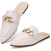 BISON SPIRIT Mules for Women Flats Pointed Toe Slip On Slides Loafer Shoes