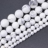 JARTC Natural Stone Beads White Howlite Round Loose Beads for Necklace Bracelat Jewelry Making (8mm)