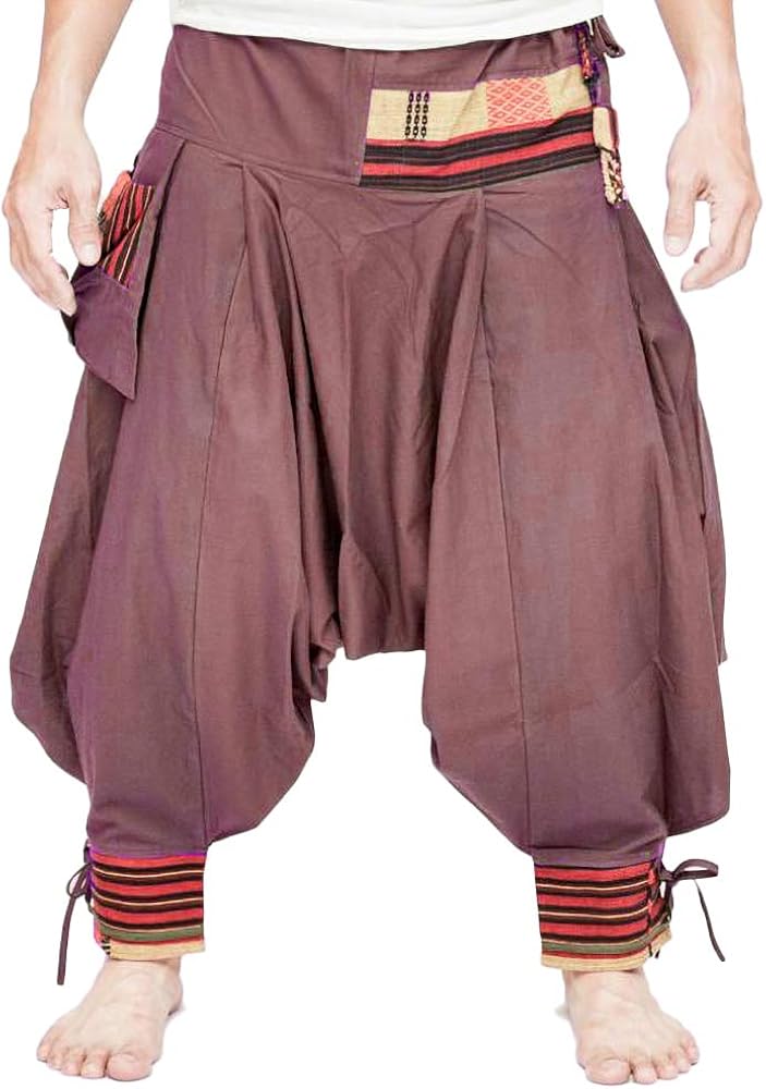 Enjoybuy Mens Hippie Harem Pants Loose Fit Baggy Drop Crotch Wide Leg Boho Style Long Pants Yoga