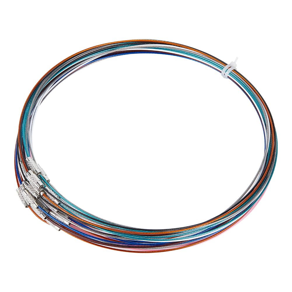 UNICRAFTALE 64pcs 8 Colors Stainless Steel Necklace Wire Choker Chain with Brass Screw Clasp Metal Wire Necklace Wire Necklace Chains for Necklace Jewelry Making 44.5cm