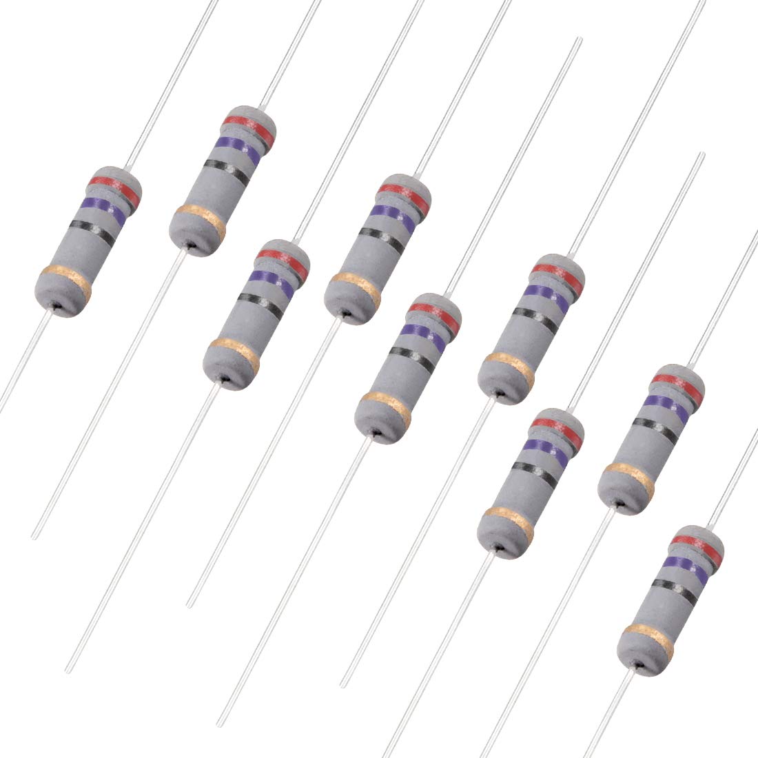 sourcing map 100Pcs 27 Ohm Resistor, 1W 5% Tolerance Carbon Film Resistors, 4 Bands for DIY Electronic Projects and Experiments