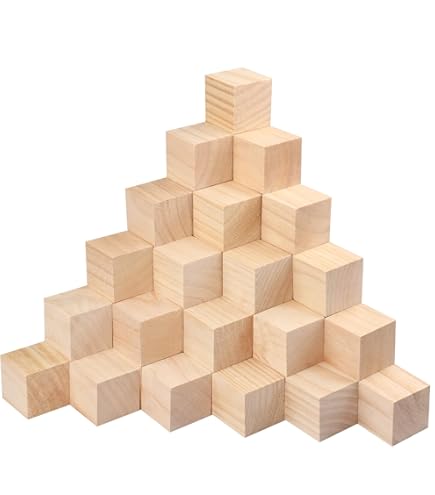 MANCHAP 45 Pack 2 Inch Wood Cubes - Unfinished Pine Blocks For Crafting & DIY