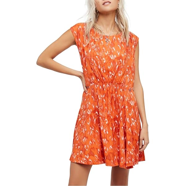 Free People Fake Love Animal Print Gathered Sleeveless Mini Dress Orange  Size S at Amazon Women's Clothing store