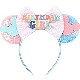 JOYFISCO Mouse Ears Birthday Headbands Shiny Bow Mouse Ears Headband Glitter Party Princess Decoration Cosplay Costume for Women