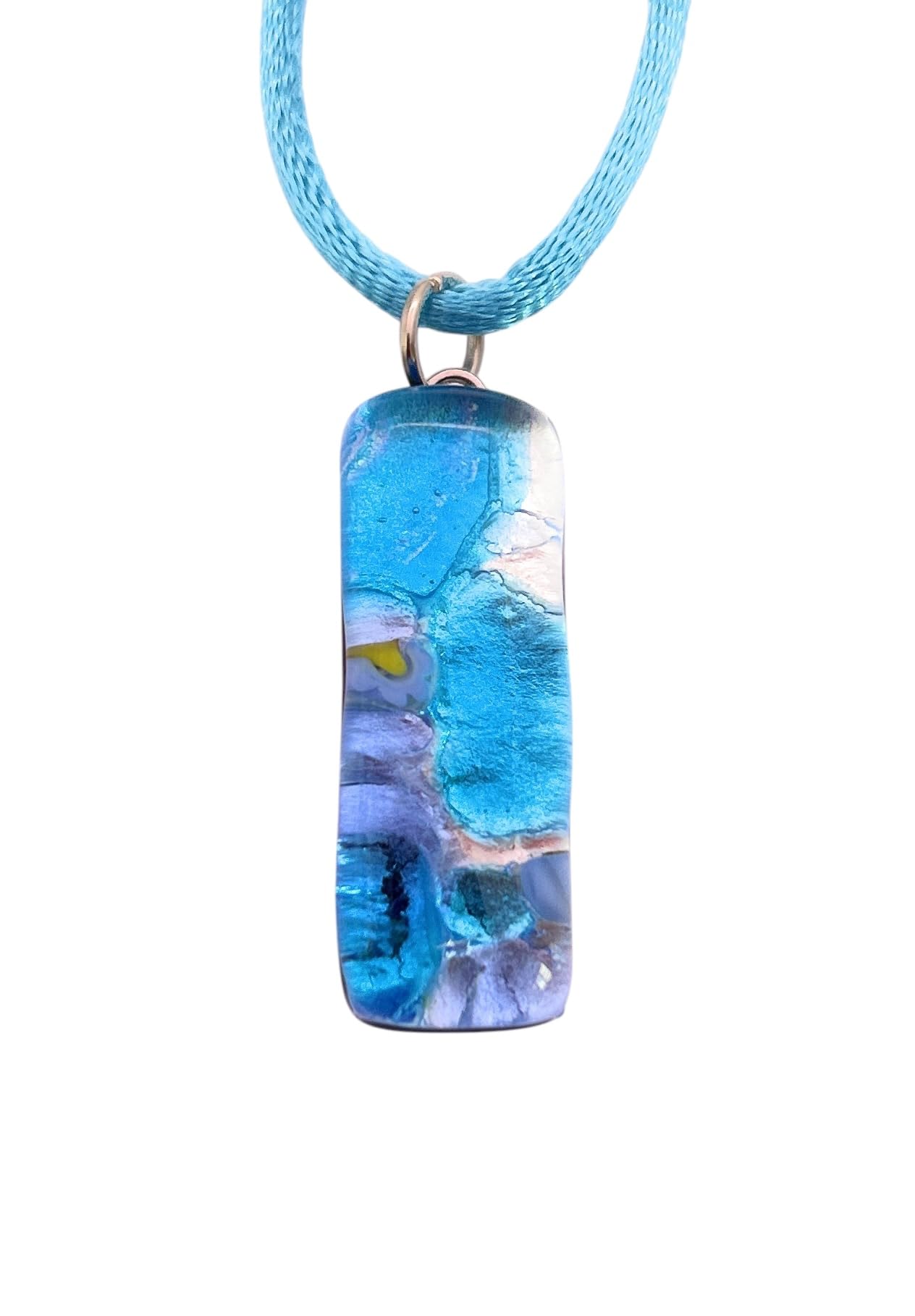 Handmade Murano Glass Pendant, Murano Glass Jewellery from Venice Italy, Millefiori Flower Pieces on Silver Leaf, 3cm x 1cm (Lisa)