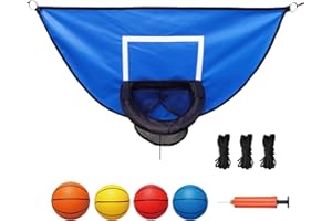 XATAMIO Trampoline Basketball Hoop, with Pump and 4 Mini Balls, Easy to Install, Universal Trampoline Accessories, Trampolines Basketball for Dunking
