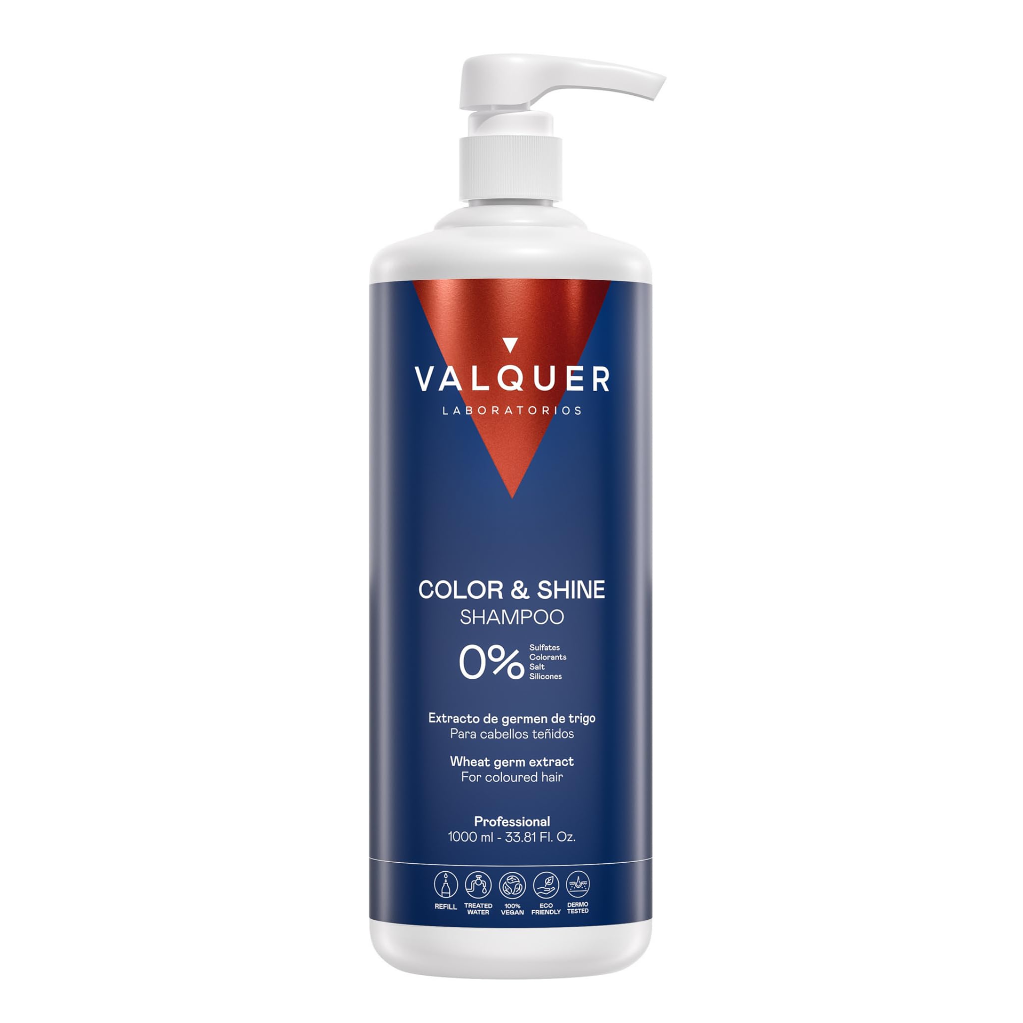 VALQUER Color & Shine Enhancing Shampoo for Dyed Hair | Antioxidant & Hydrating Formula with Wheat Germ, Phytokeratin, Vitamin E & Provitamin B5 | Protects & Revives Color | Vegan | 1L