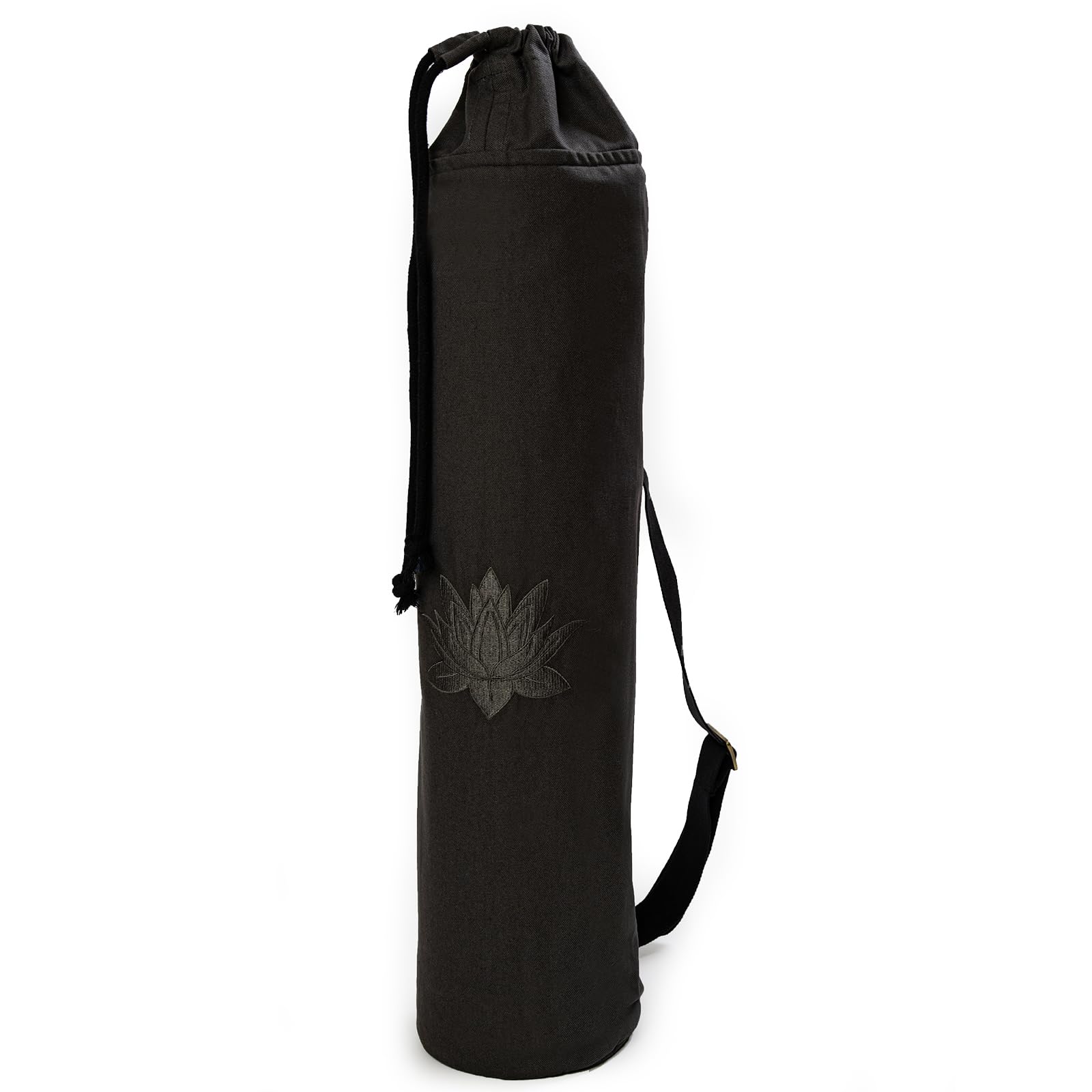 Yoga Studio GOTS Organic Cotton Lotus Yoga Bag with Adjustable, Webbing Shoulder Strap (Grey)