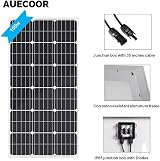 AUECOOR 100W Monocrystalline Solar Panel for RV, Boat, Off-Grid Charging view 3