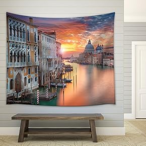 Venice. Image of Grand Canal in Venice, with Santa Maria Della Salute Basilica in The Background. - Fabric Wall Tapestry Home Decor - 51x60 inches