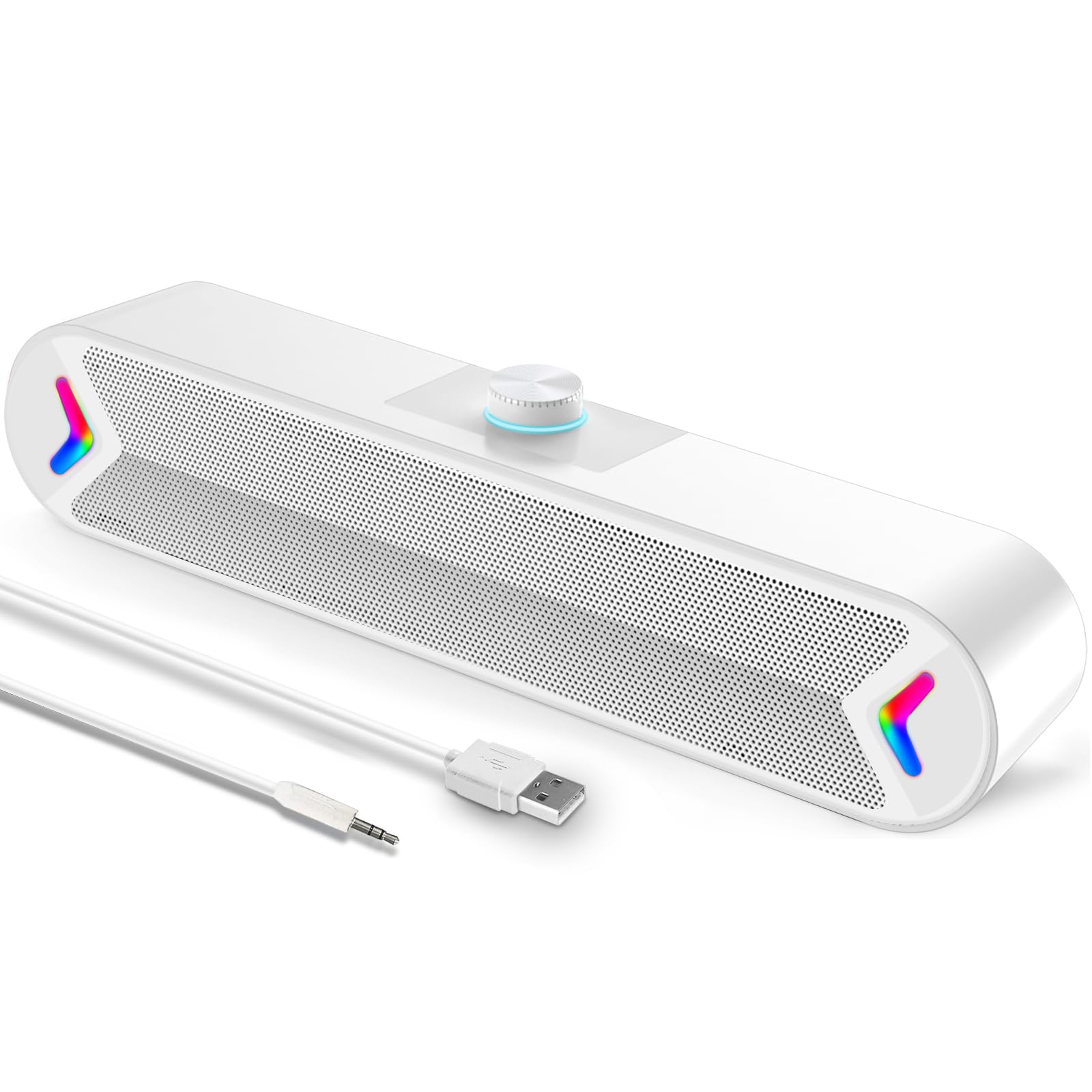 Photo 1 of LENRUE Computer Speakers,Wired USB-Powered Sound-bar with 10W Stereo Sound for PC Desktop,Plug-n-Play (A39PRO /White)