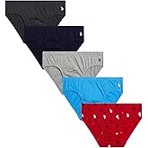 U.S. Polo Assn. Mens Underwear Briefs - 5 Pack Cotton Tag Free Low Rise Briefs Underwear for Men Pack with Contour Pouch