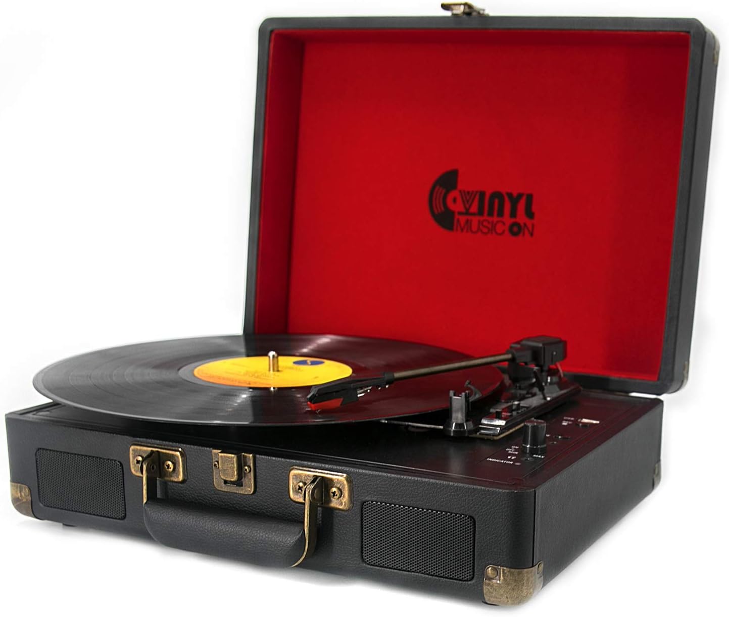Portable USB Record Player for 33/45/78 RPM Record,Vintage Turntable with Stereo Speakers, RCA