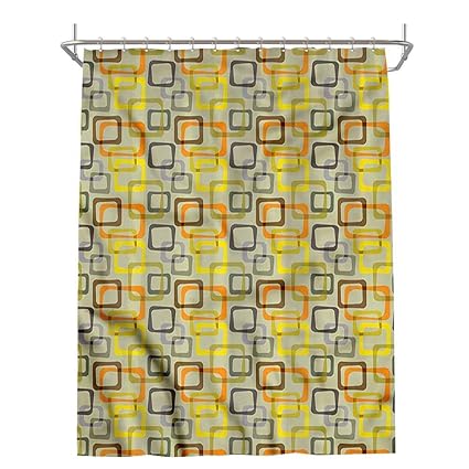 Amazon Com Jiahong Pan Grey And Yellow Printed Shower Curtain