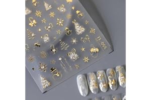 FBABFBUO Christmas Nail Art Stickers Decals Luxury Golden Christmas Nail Stickers 1PCS Snowflake Bow Xmas Tree Star 5D Embossed Christmas Nail Decals with Crystal Nail Adhesive Sliders for Women Manicure Decor