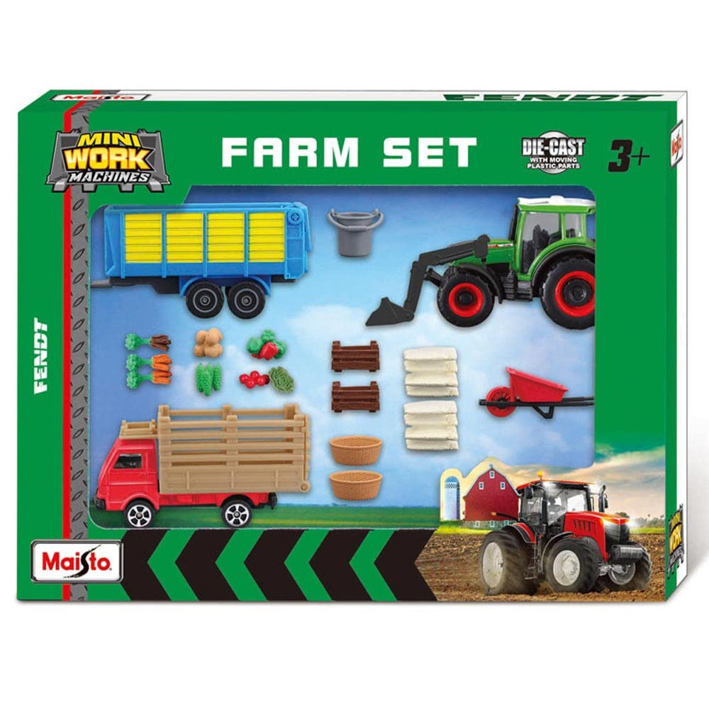 Maisto Mini Working Machines FARM SET FENDT – Incredibly Detailed Die-Cast Replica Collectible Model