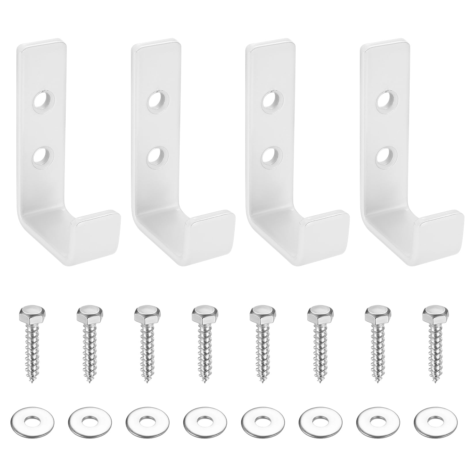 4 Pcs White Ladder Hooks - Heavy Duty, L Shaped Utility Hooks for Wall Mounting, Shed & Garage Storage