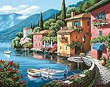 Diamond Painting Kits for Adults 20x16inches Large Full Drill 5D Paint with Diamonds Crystal Embroidery Dotz Beach Scenes by TOCARE,Villa by The Sea