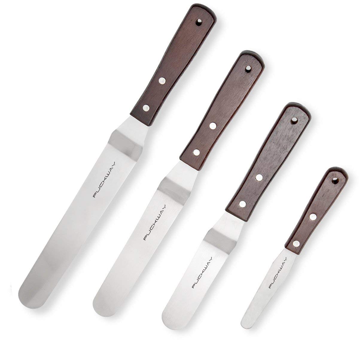 PUCKWAY Offset Cake Icing Spatula Set of 4 Professional Stainless
