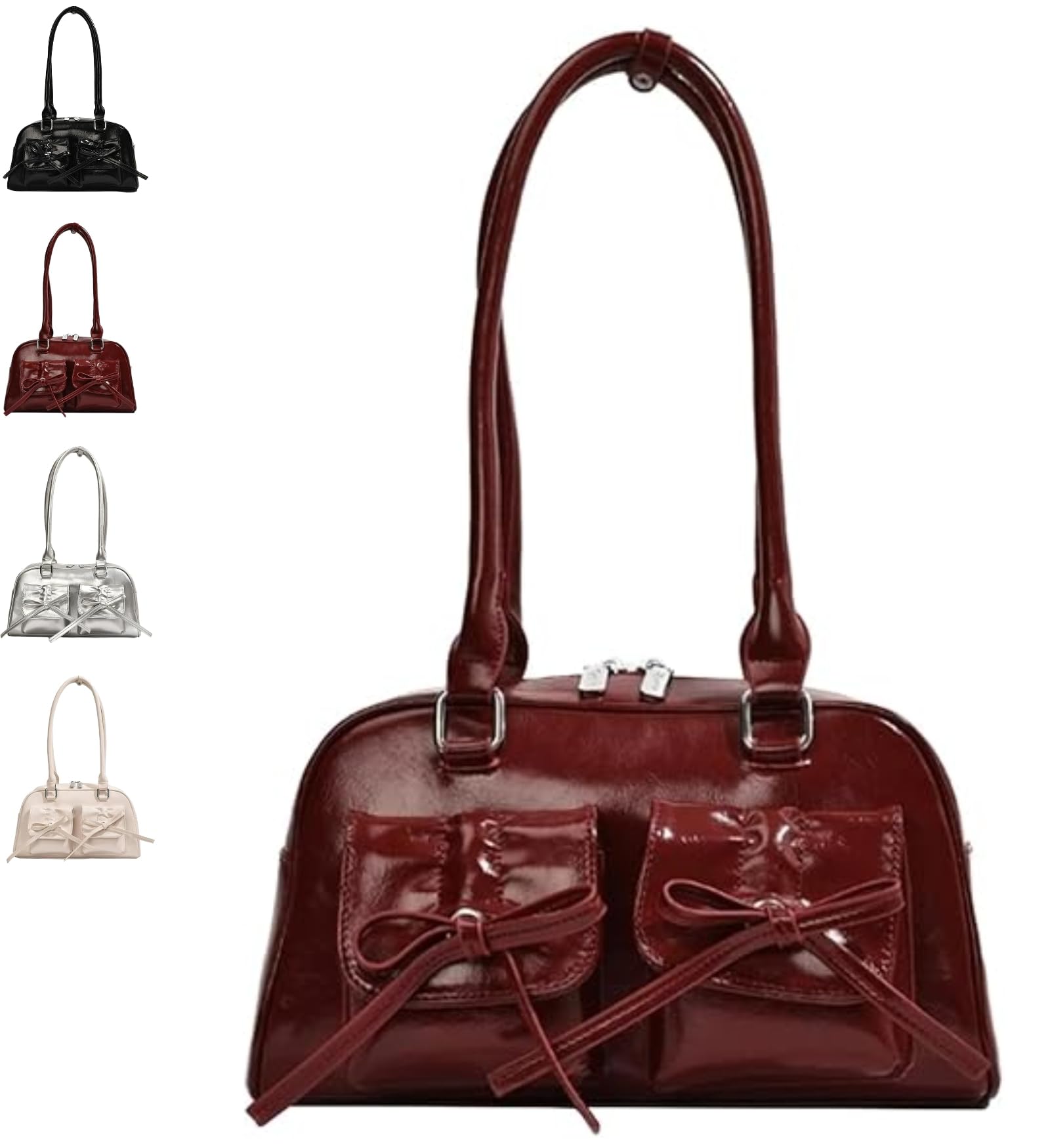 SHUOBOWA Women's Handbag, PU Leather, Bowknot, Bag, School Bag, Decorative Bag, Shoulder Bag, Korean, Lightweight, Casual, Girly, School Bag, Present, For Commuting to School or All Year, Solid Color