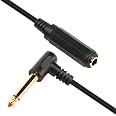 PNGKNYOCN 1/4 Inch Stereo Extension Cable - 6.35mm Right Angle TRS Male To Female 2M Audio Cable