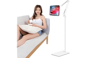 ASWINN Tablet Floor Stand, Adjustable Universal 360-degree Rotatable Metal Tablet Holder, Ipad Stand Floor for iPad/iPhoneX/iPad Pro or Other 4.5~12.9 Inches Devices (White)