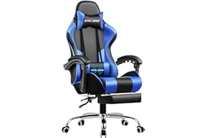 GTRACING Gaming Chair, Computer Chair with Footrest and Lumbar Support, Height Adjustable Gaming Chair with 360°-Swivel Seat 